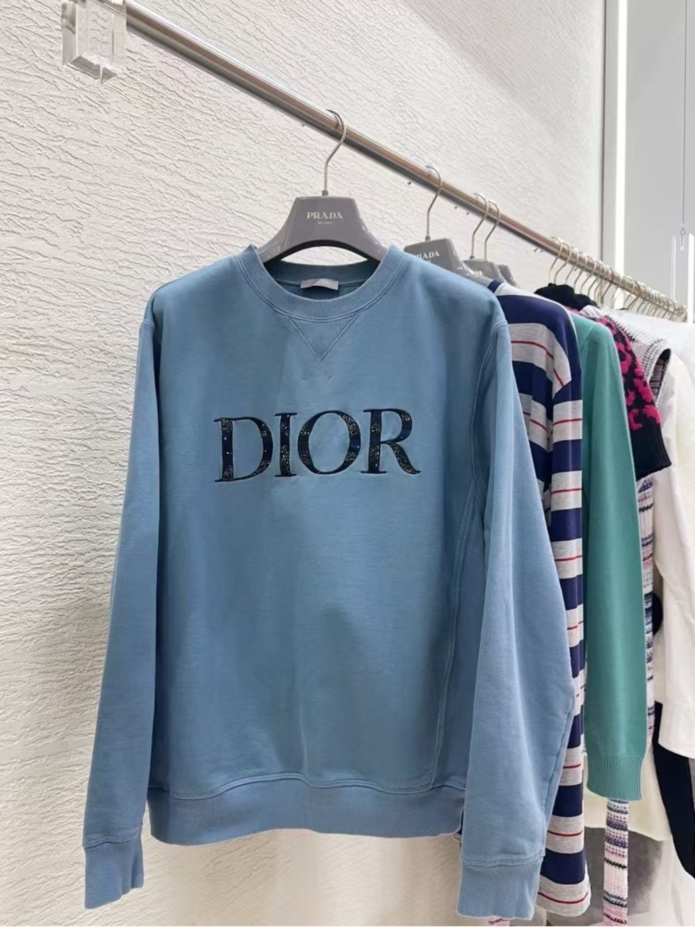 🚩steal Dior Blue Logo Crewneck Sweater
